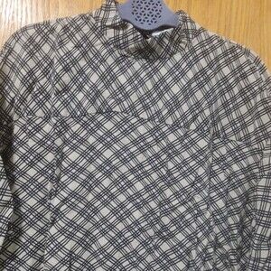 Zara Top Flowy Plaid Print Blouse High Collar Women's Sz XS Long Short Sleeves